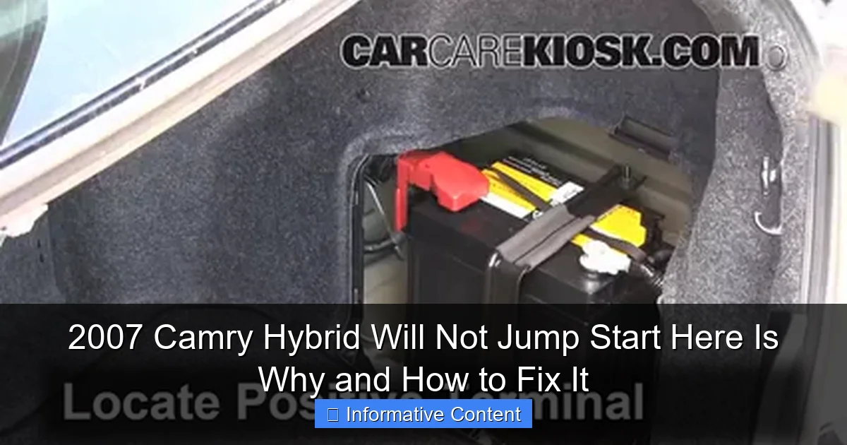2007 Camry Hybrid Will Not Jump Start Here Is Why and How to Fix It