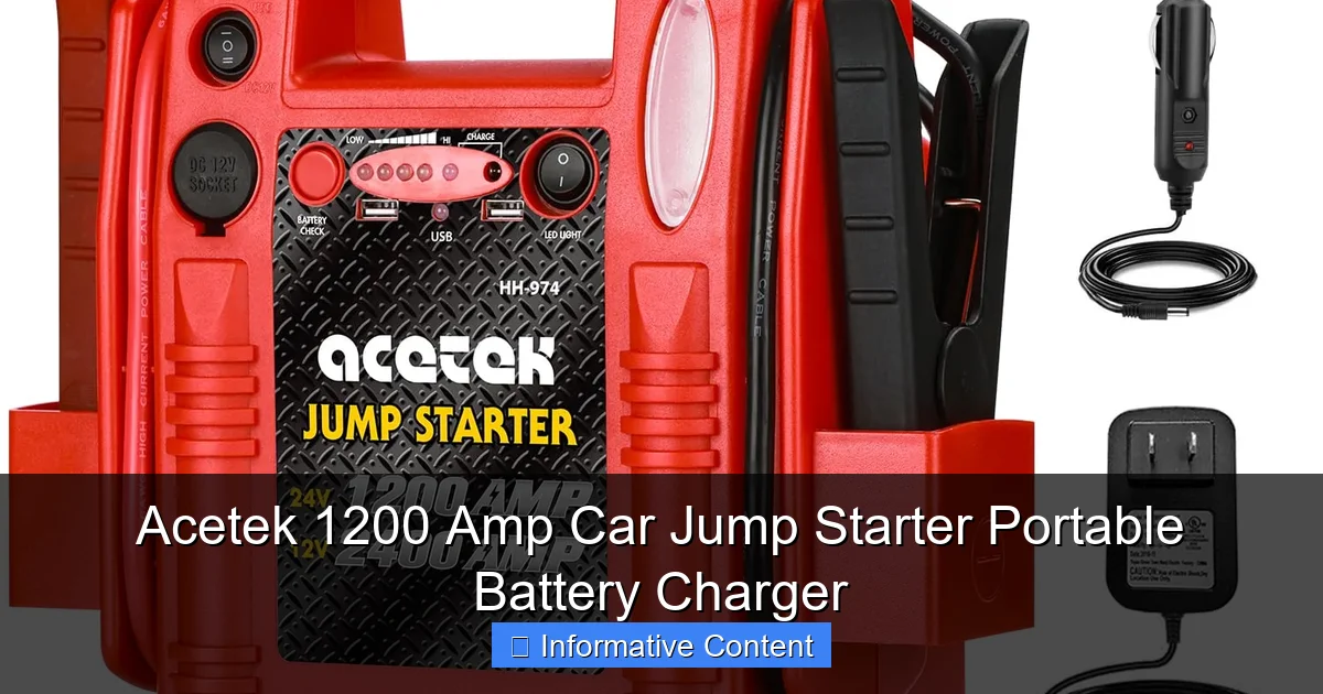 Acetek 1200 Amp Car Jump Starter Portable Battery Charger