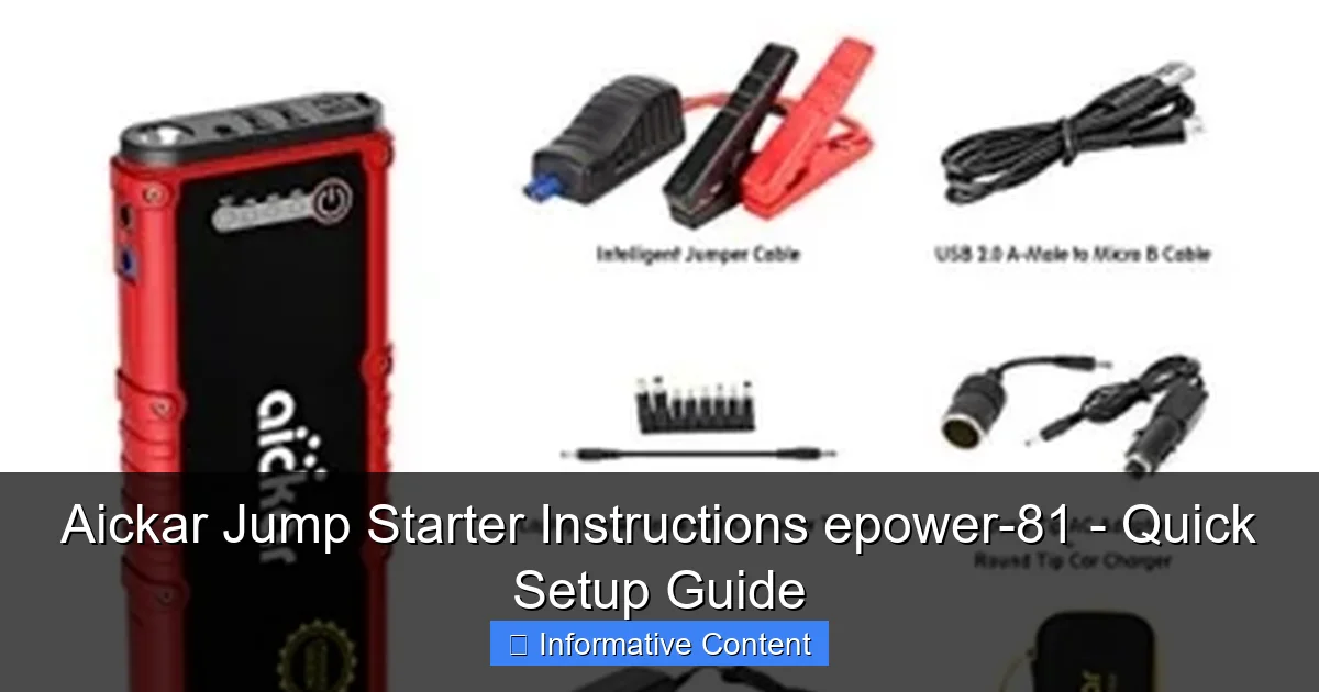 Aickar Jump Starter Instructions epower-81 - Quick Setup Guide