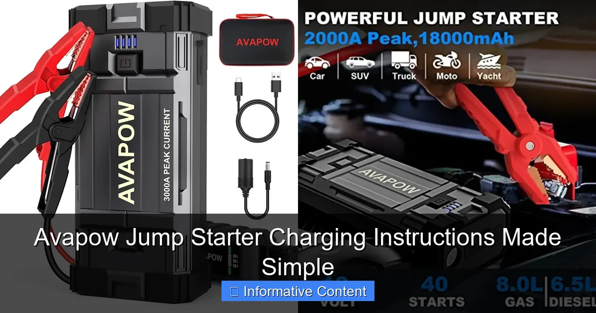 Avapow Jump Starter Charging Instructions Made Simple