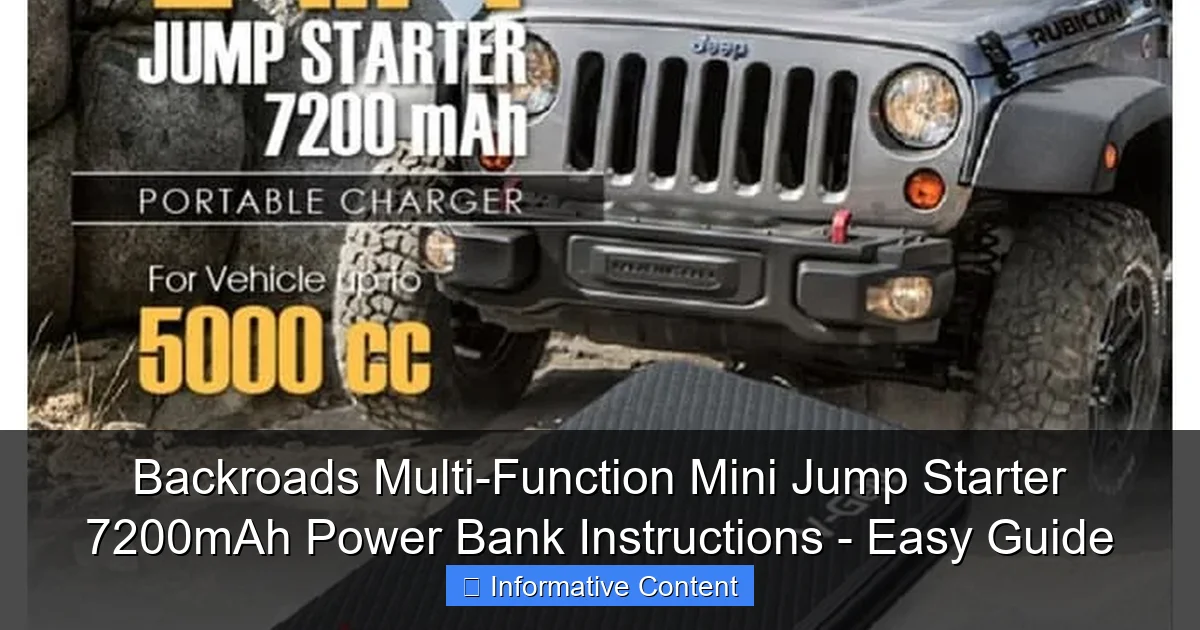 Backroads Multi-Function Mini Jump Starter 7200mAh Power Bank Instructions - Easy Guide