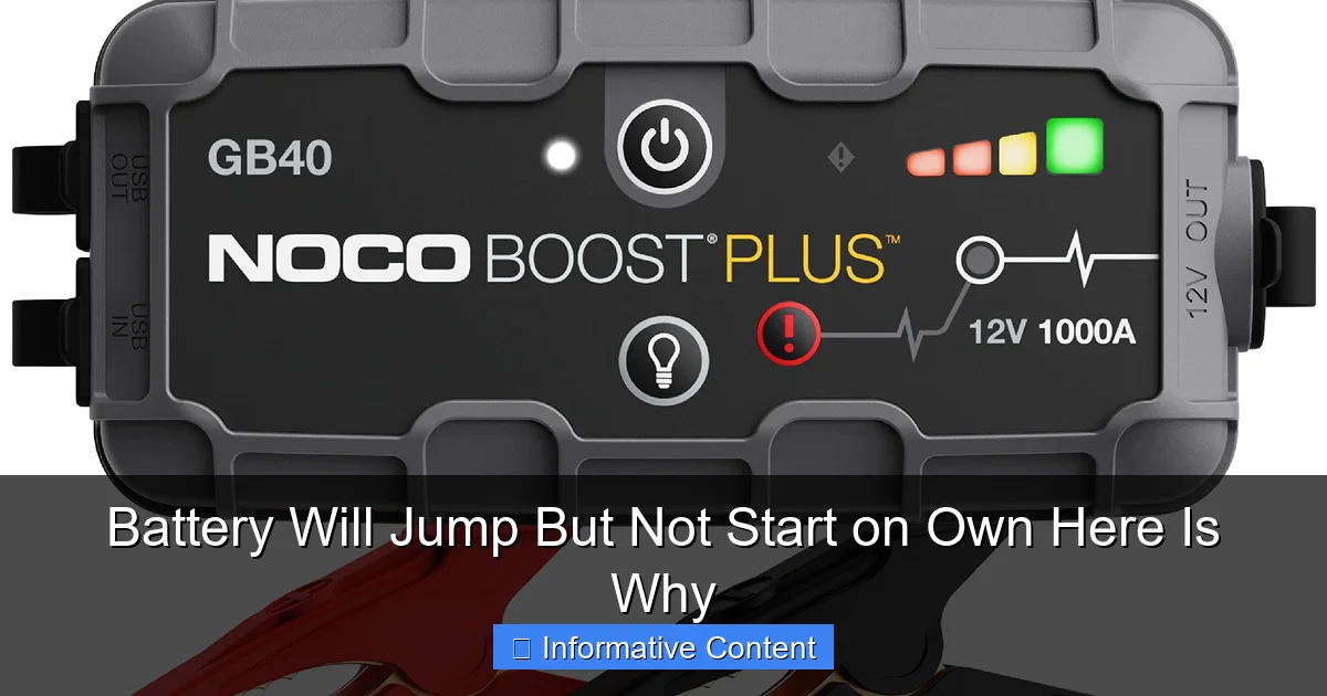 Battery Will Jump But Not Start on Own Here Is Why