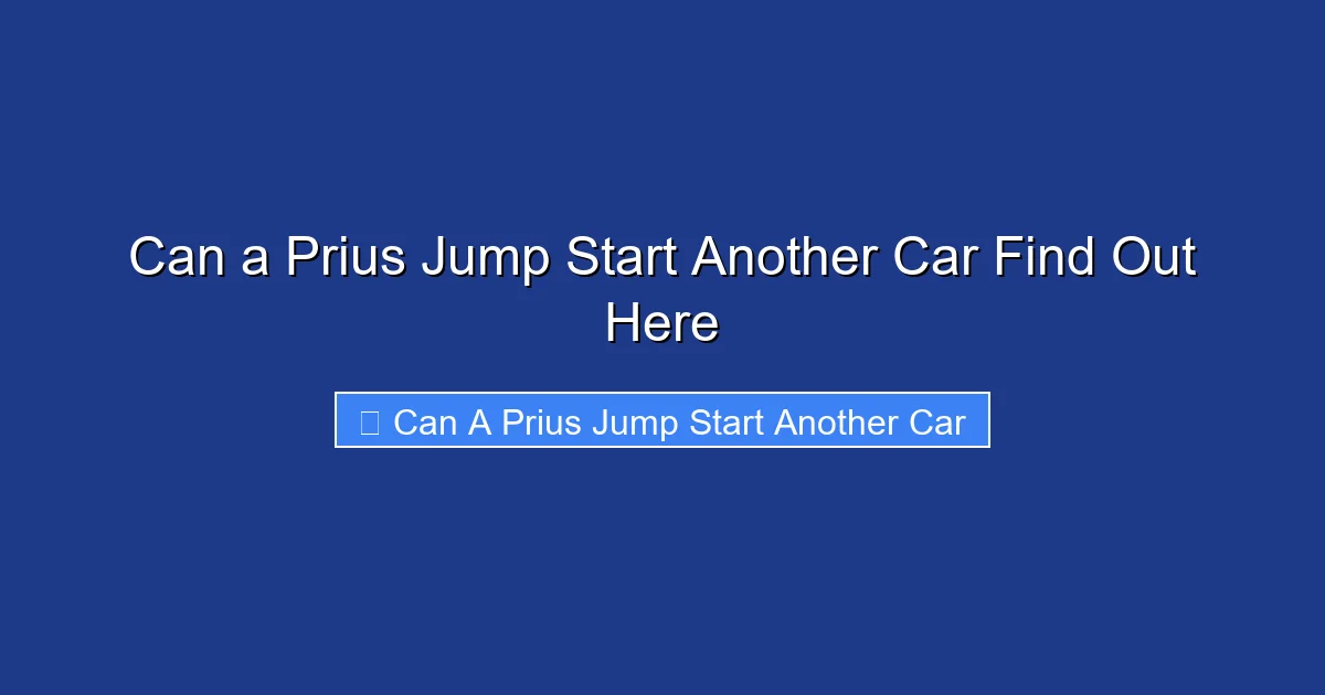 Can a Prius Jump Start Another Car Find Out Here