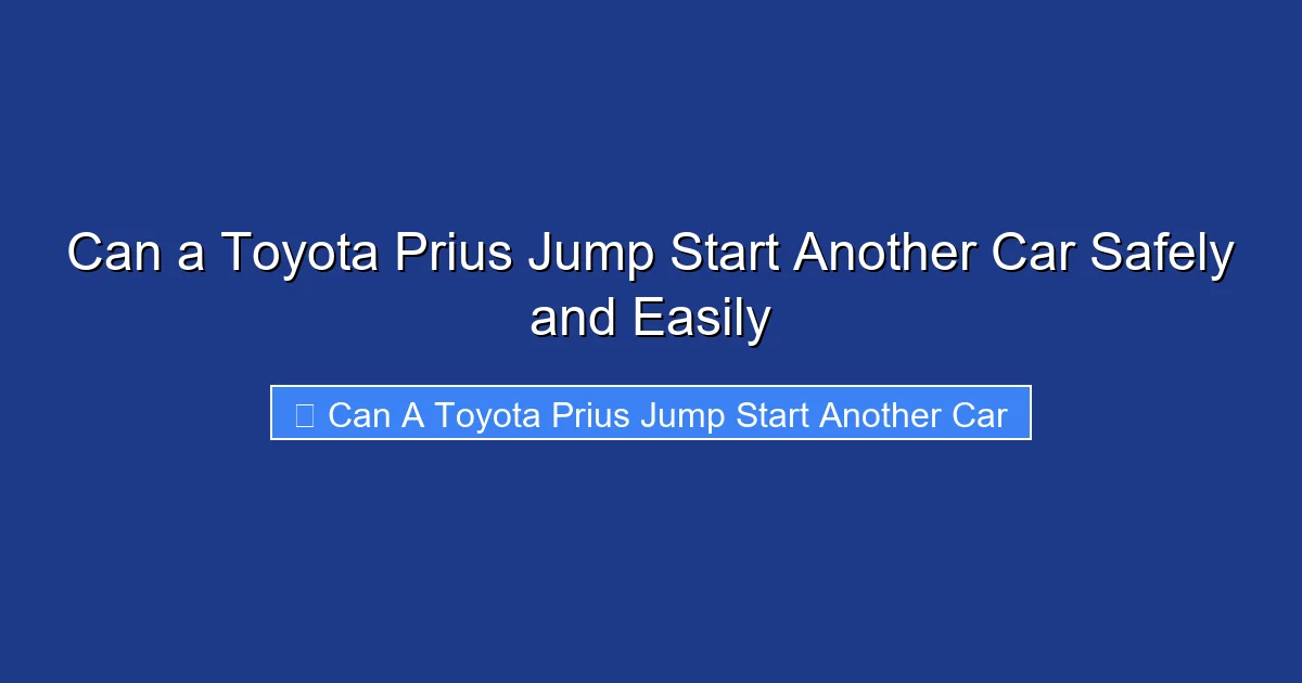 Can a Toyota Prius Jump Start Another Car Safely and Easily
