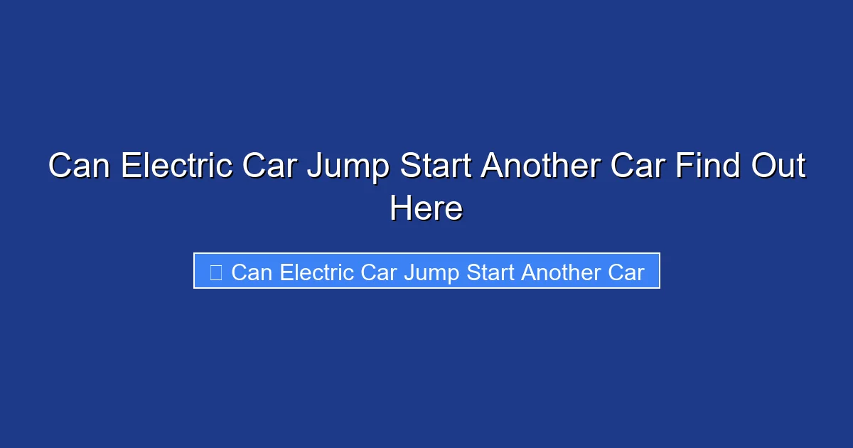 Can Electric Car Jump Start Another Car Find Out Here