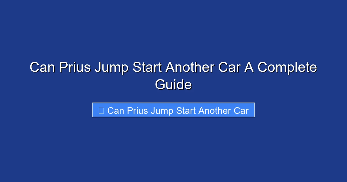 Can Prius Jump Start Another Car A Complete Guide