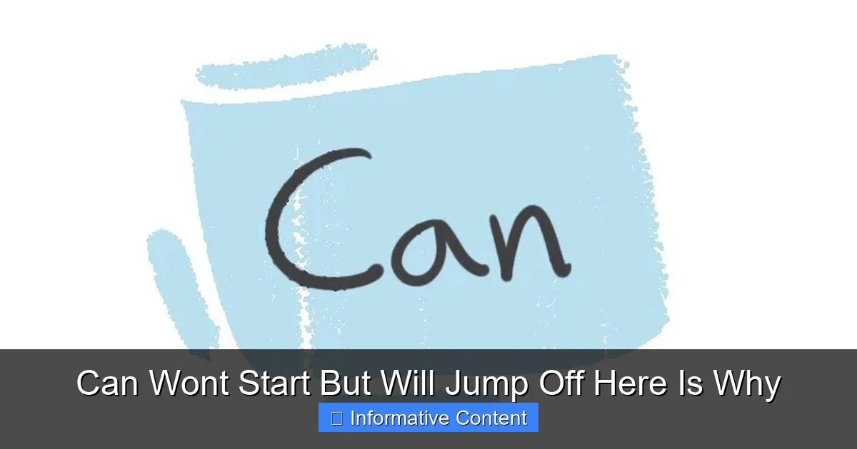 Can Wont Start But Will Jump Off Here Is Why