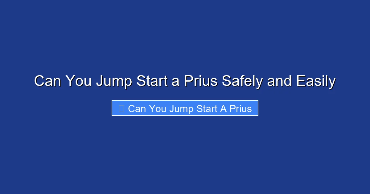 Can You Jump Start a Prius Safely and Easily