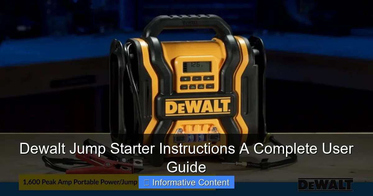 Dewalt Jump Starter Instructions A Complete User Guide