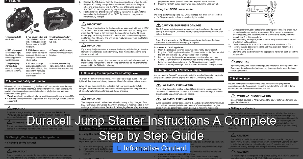 Duracell Jump Starter Instructions A Complete Step by Step Guide