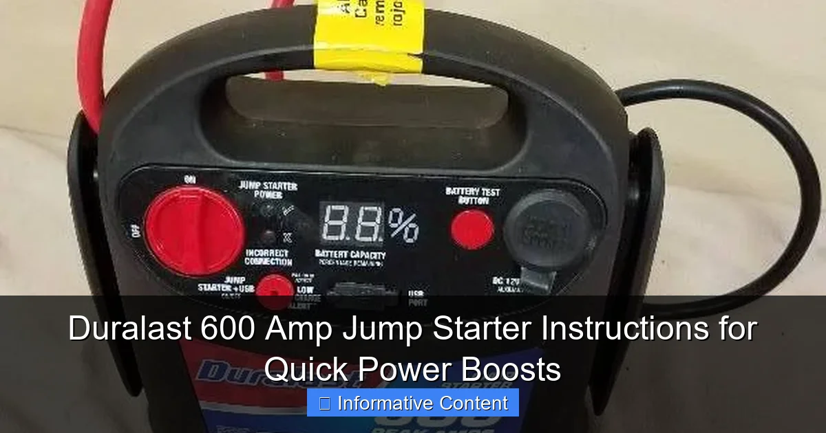 Duralast 600 Amp Jump Starter Instructions for Quick Power Boosts