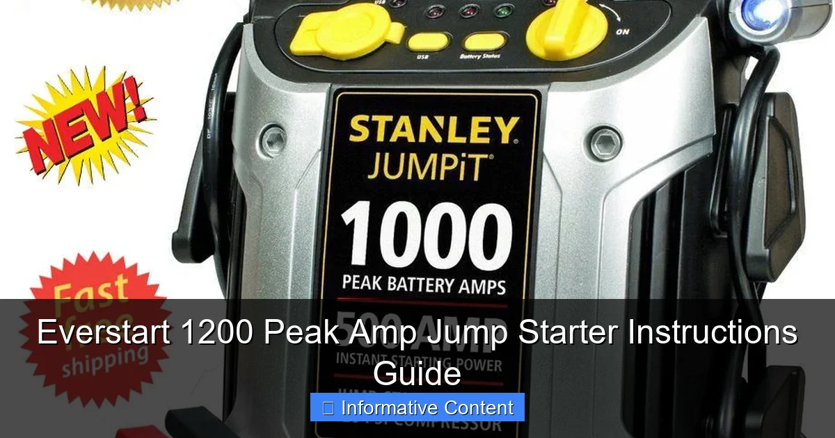 Everstart 1200 Peak Amp Jump Starter Instructions Guide