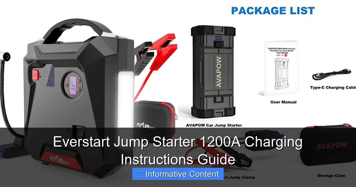 Everstart Jump Starter 1200A Charging Instructions Guide
