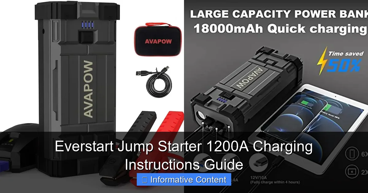 Everstart Jump Starter 1200A Charging Instructions Guide