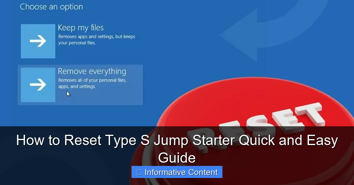 How to Reset Type S Jump Starter Quick and Easy Guide