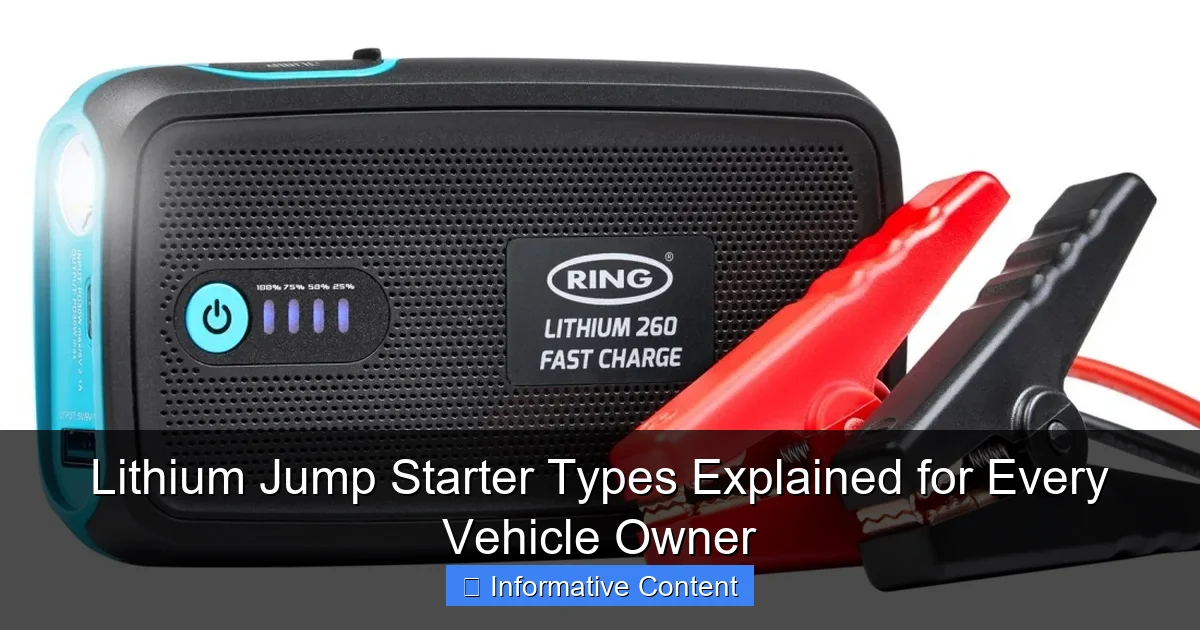 Lithium Jump Starter Types Explained for Every Vehicle Owner