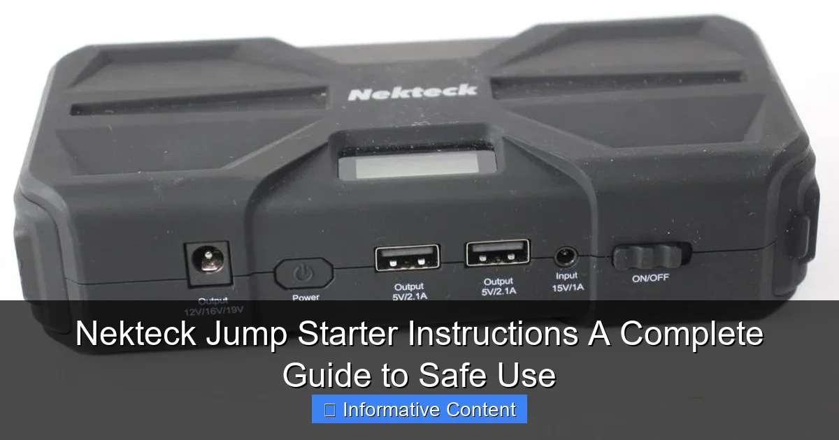 Nekteck Jump Starter Instructions A Complete Guide to Safe Use