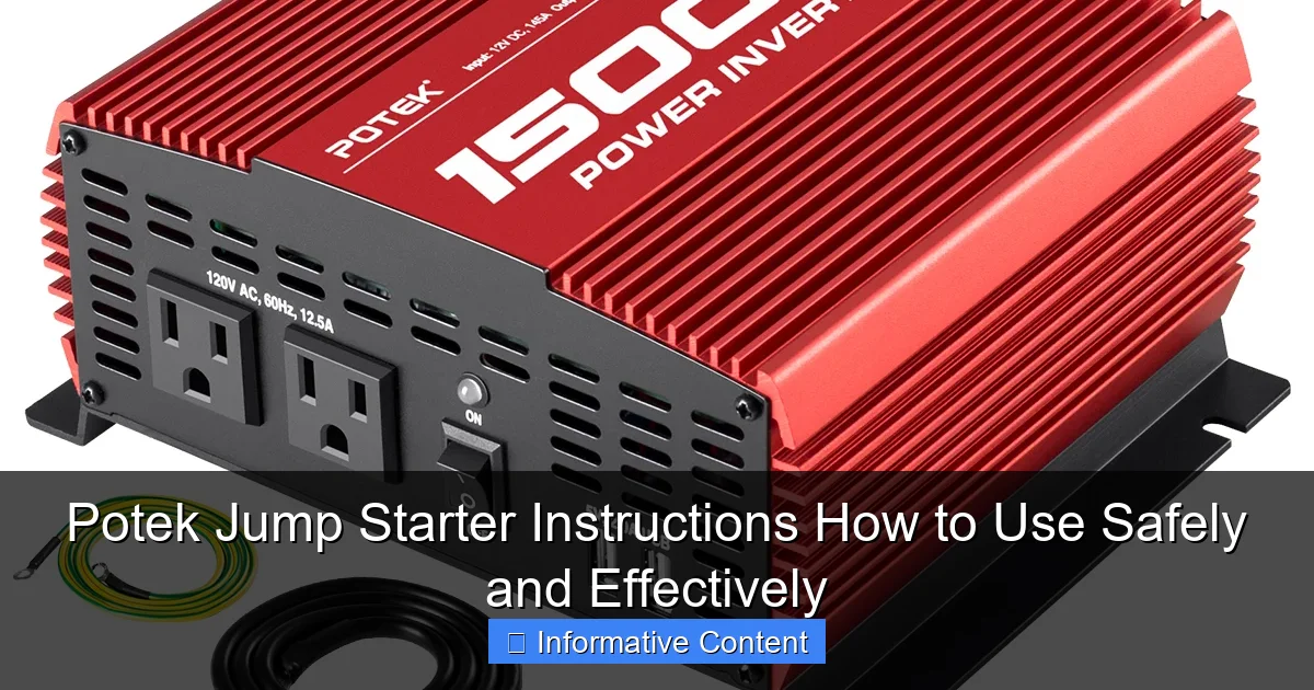 Potek Jump Starter Instructions How to Use Safely and Effectively
