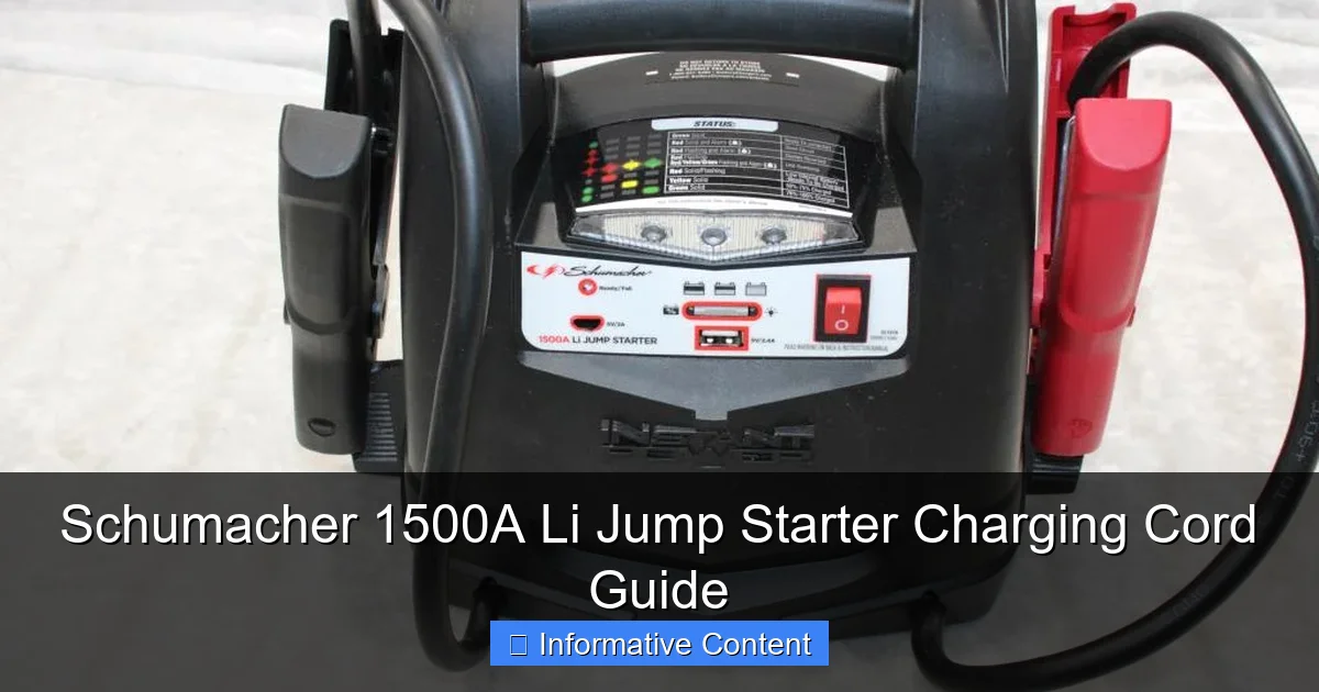 Schumacher 1500A Li Jump Starter Charging Cord Guide