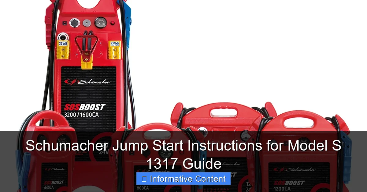 Schumacher Jump Start Instructions for Model S 1317 Guide