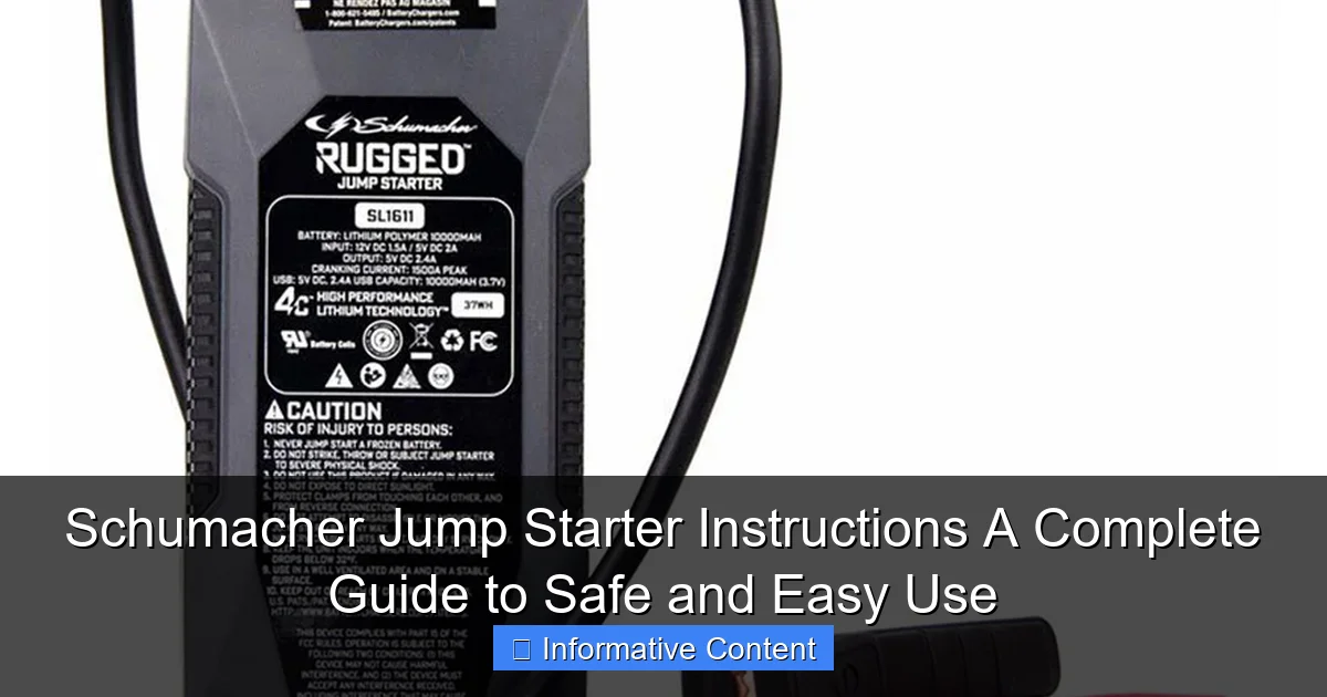 Schumacher Jump Starter Instructions A Complete Guide to Safe and Easy Use