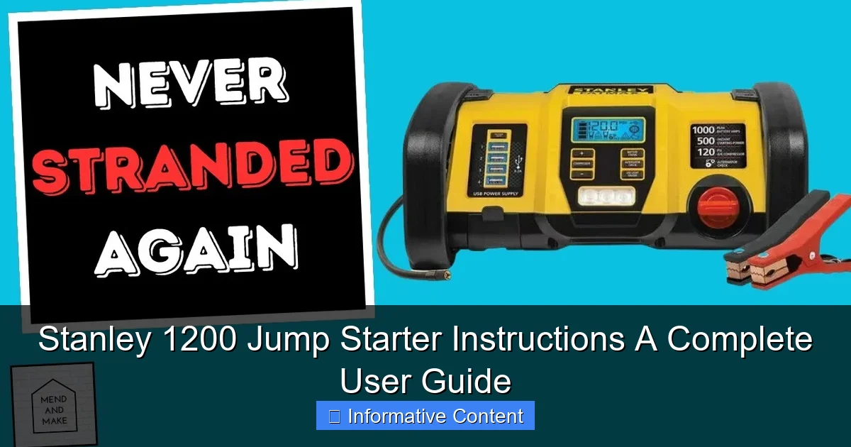 Stanley 1200 Jump Starter Instructions A Complete User Guide