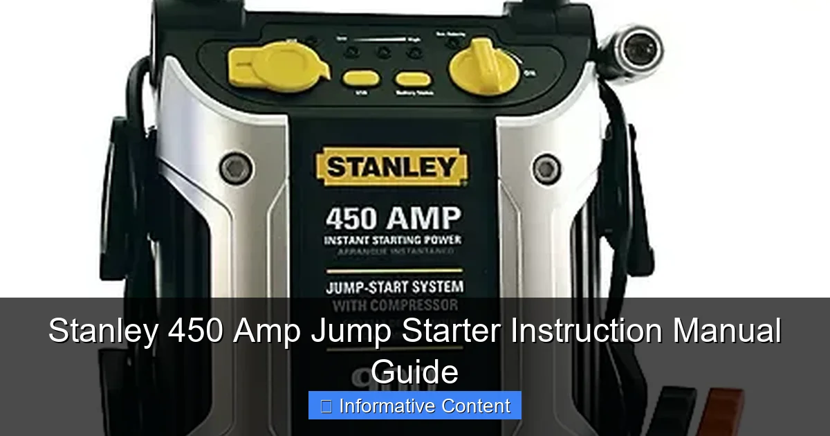 Stanley 450 Amp Jump Starter Instruction Manual Guide