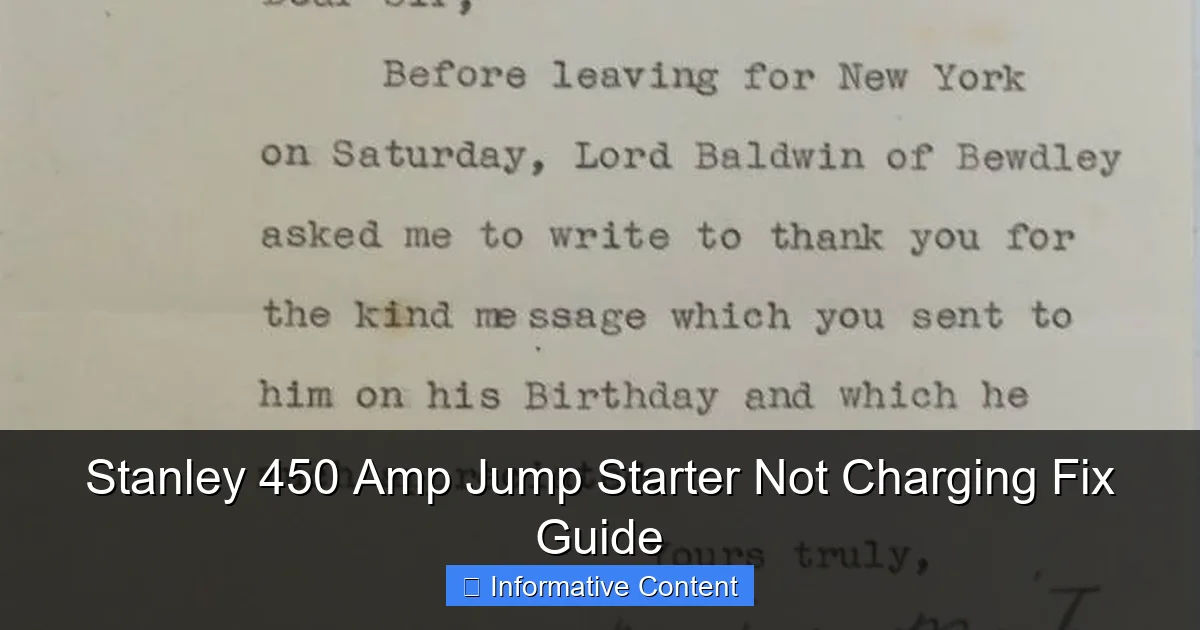 Stanley 450 Amp Jump Starter Not Charging Fix Guide