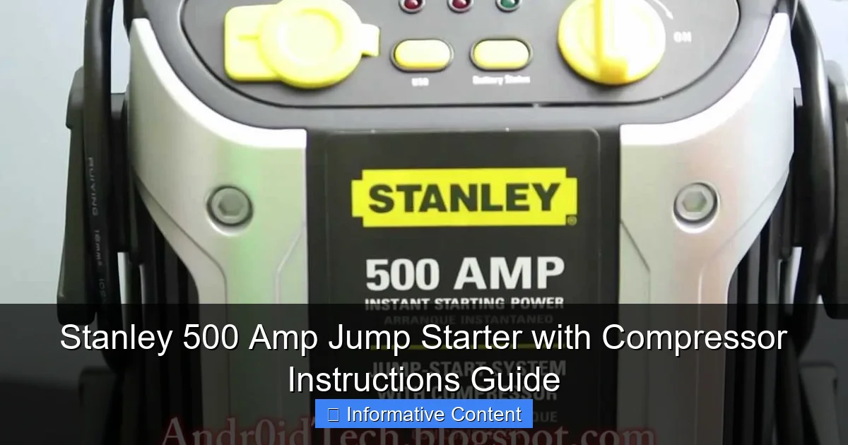 Stanley 500 Amp Jump Starter with Compressor Instructions Guide