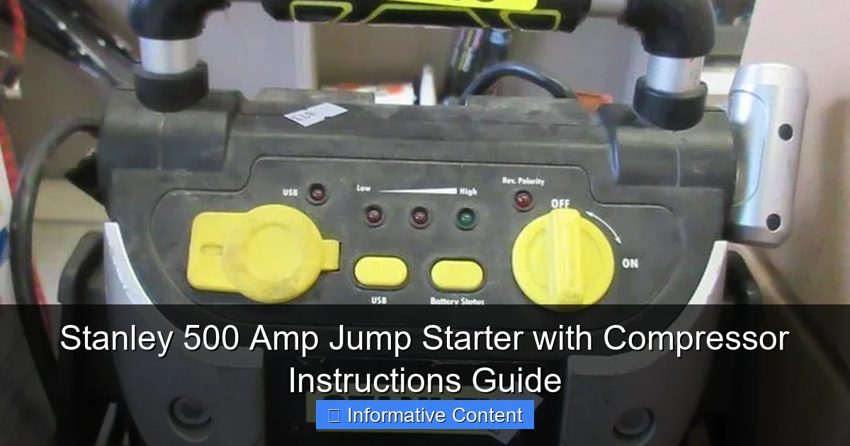 Stanley 500 Amp Jump Starter with Compressor Instructions Guide