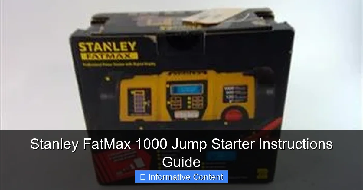 Stanley FatMax 1000 Jump Starter Instructions Guide