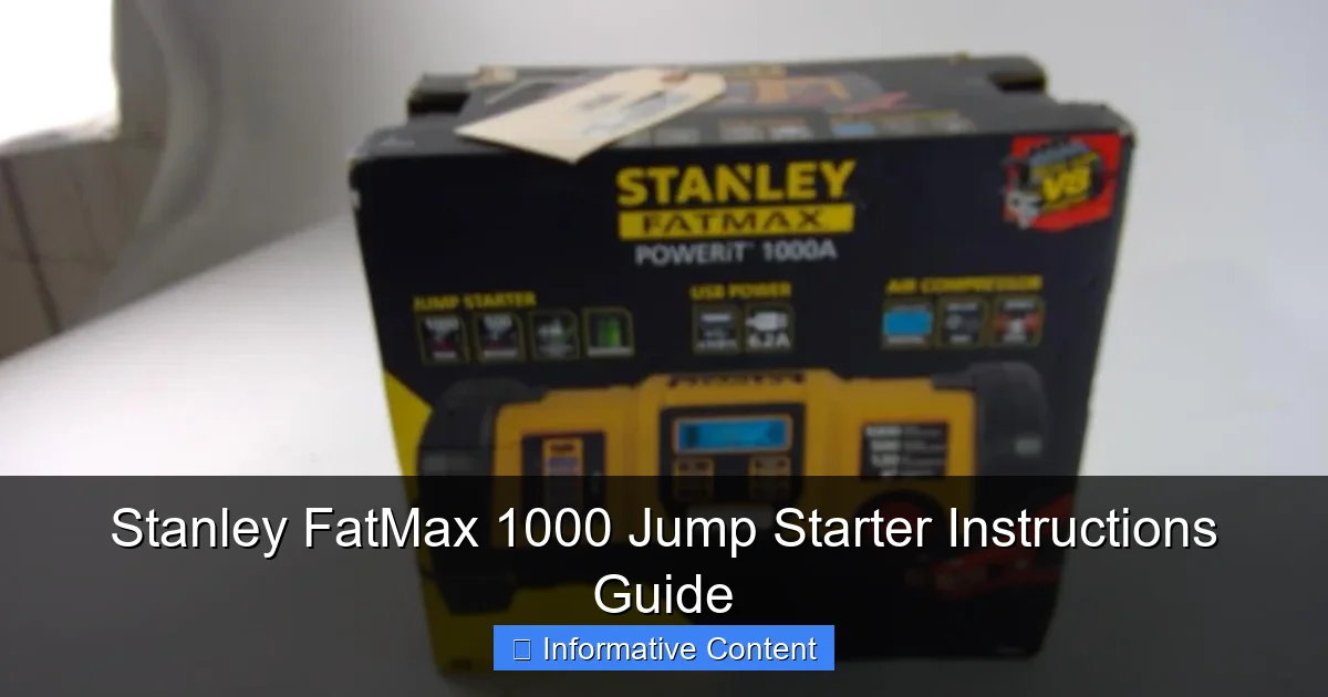 Stanley FatMax 1000 Jump Starter Instructions Guide
