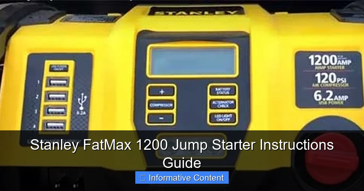 Stanley FatMax 1200 Jump Starter Instructions Guide