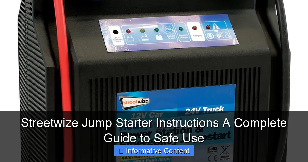 Streetwize Jump Starter Instructions A Complete Guide to Safe Use