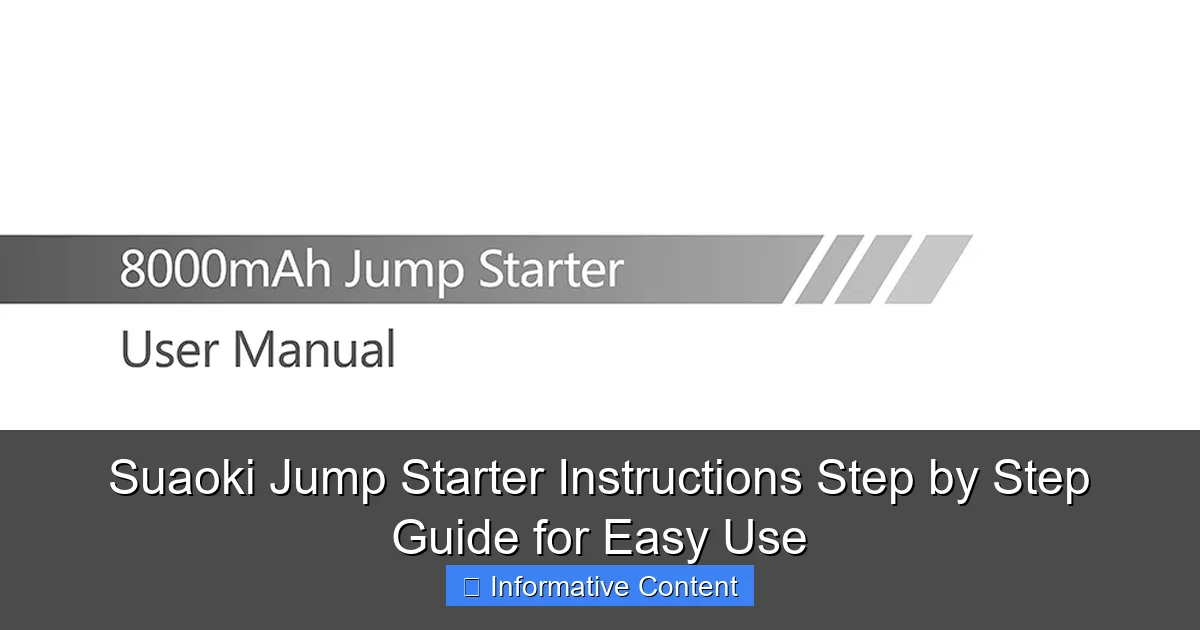 Suaoki Jump Starter Instructions Step by Step Guide for Easy Use