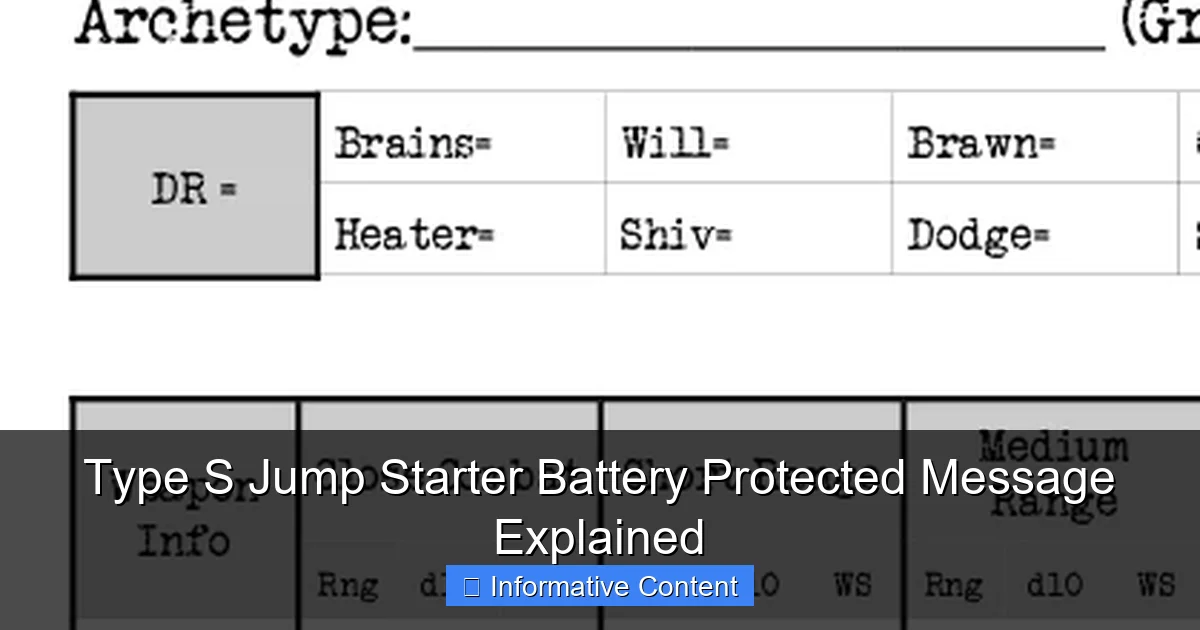 Type S Jump Starter Battery Protected Message Explained