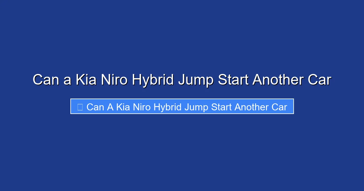 Can a Kia Niro Hybrid Jump Start Another Car