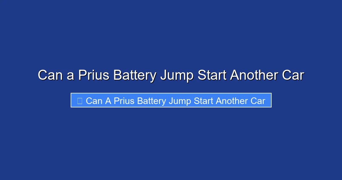 Can a Prius Battery Jump Start Another Car