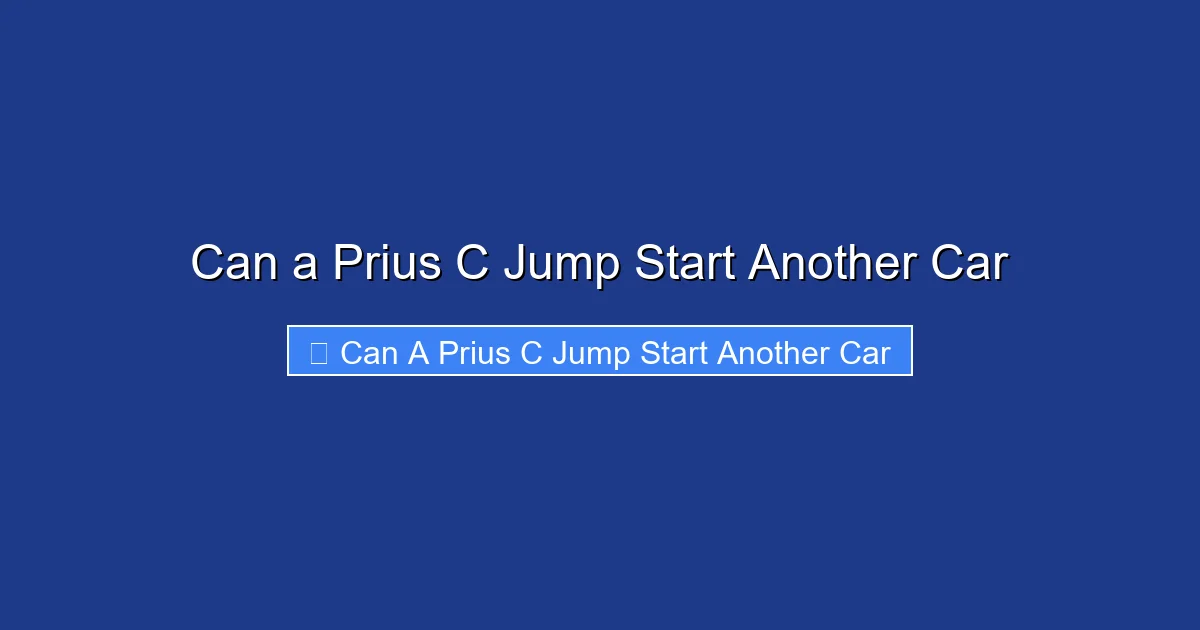 Can a Prius C Jump Start Another Car