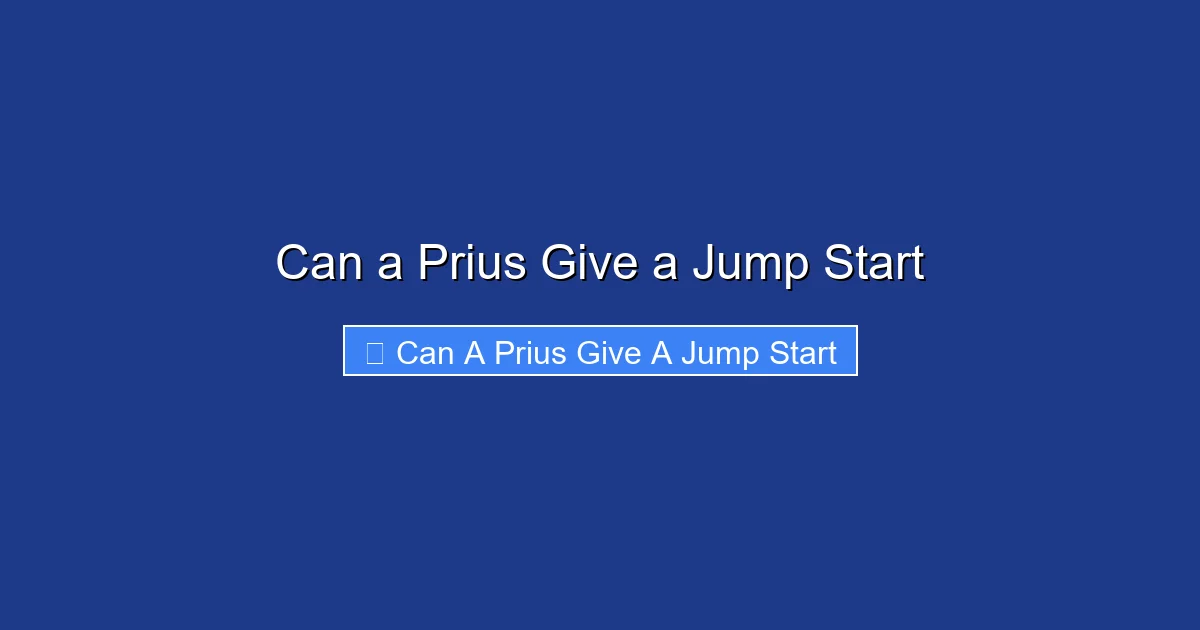 Can a Prius Give a Jump Start
