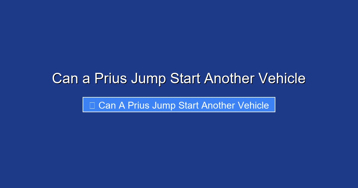 Can a Prius Jump Start Another Vehicle
