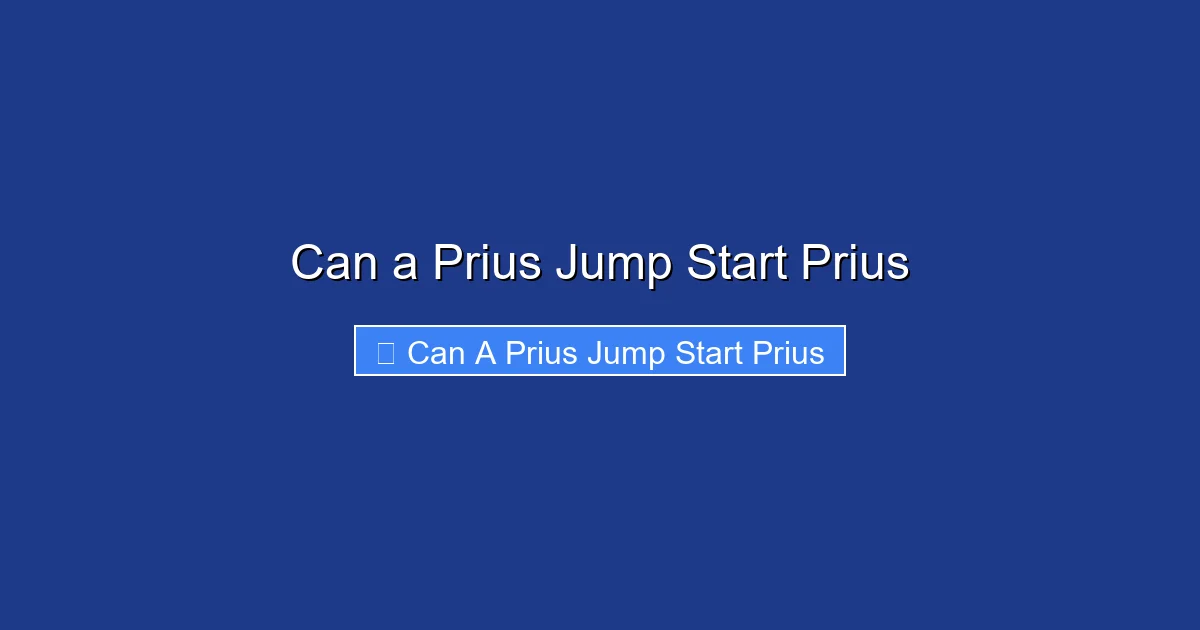 Can a Prius Jump Start Prius