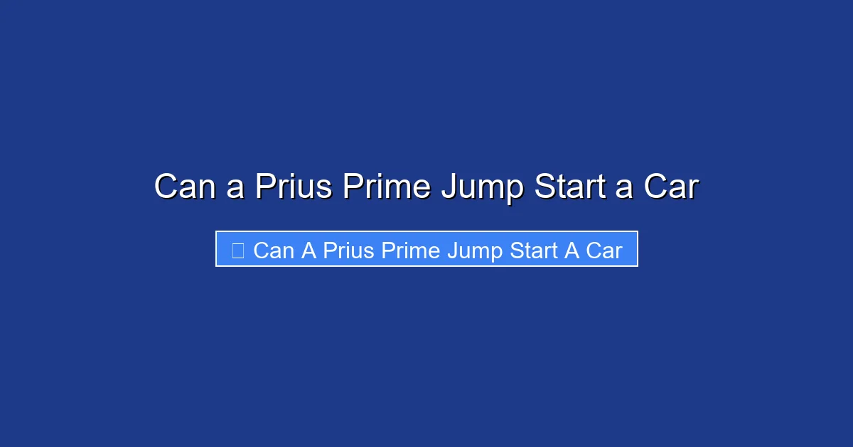 Can a Prius Prime Jump Start a Car