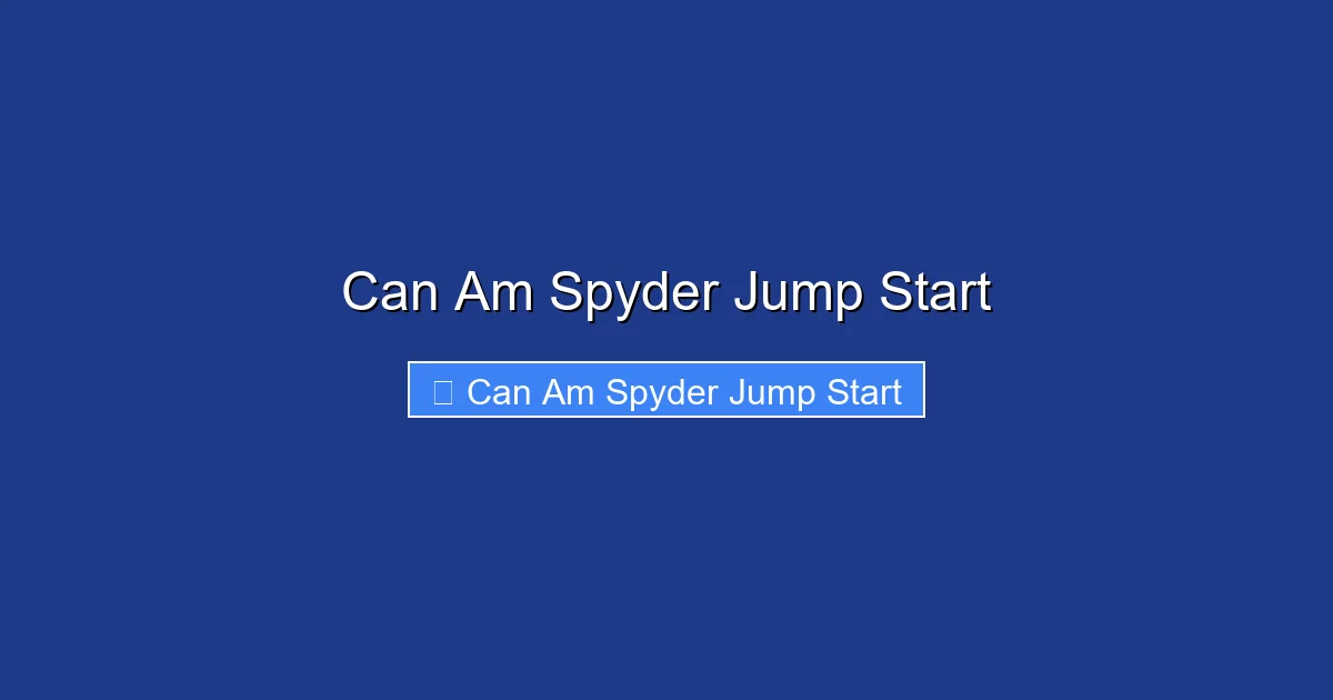 Can Am Spyder Jump Start