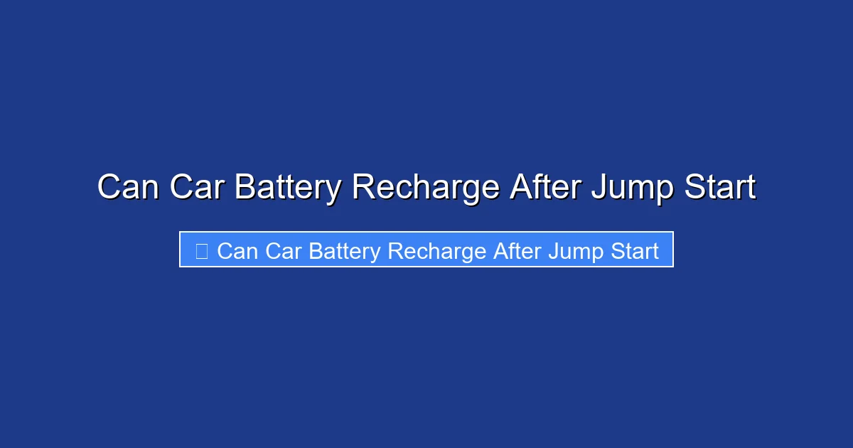 Can Car Battery Recharge After Jump Start