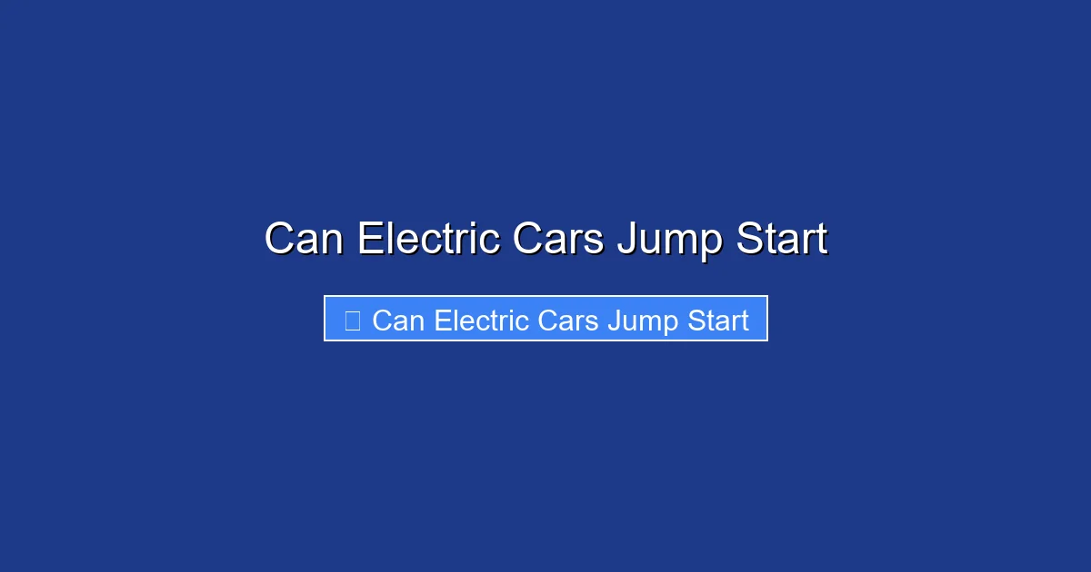 Can Electric Cars Jump Start