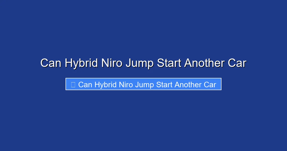 Can Hybrid Niro Jump Start Another Car