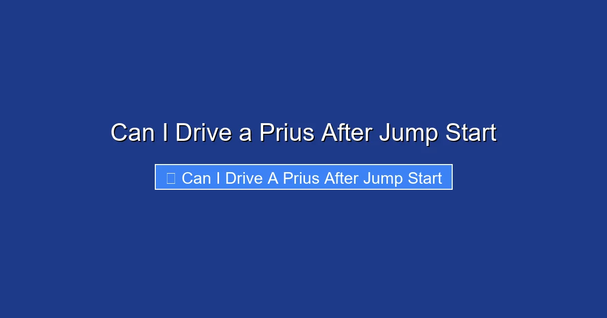 Can I Drive a Prius After Jump Start