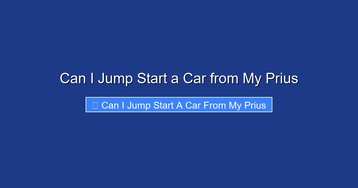 Can I Jump Start a Car from My Prius