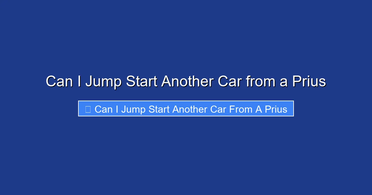 Can I Jump Start Another Car from a Prius